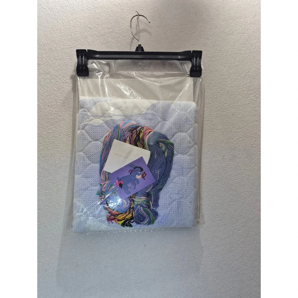 Vintage Disney Eeyore Butterflies Stamped Cross Stitch Baby Quilt Kit Janlynn